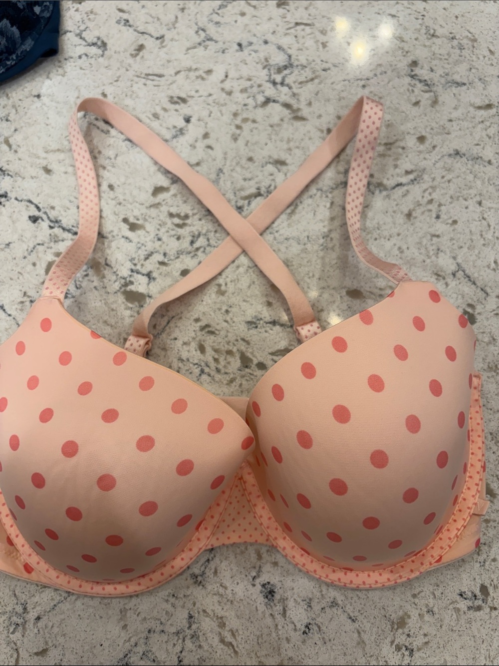 Victoria Secret Peach Polka Dot underwire Bra with Convertible Straps